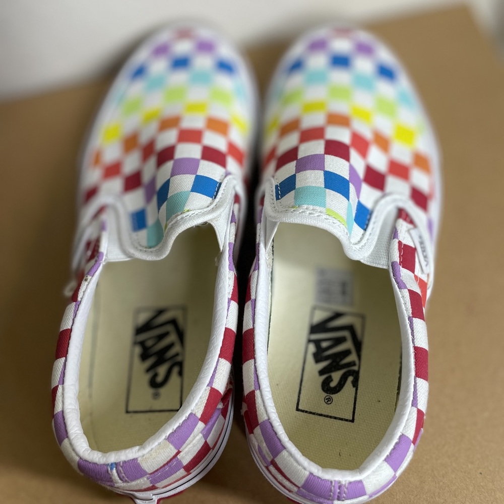 Multi Colored Checkered Vans Size 6 - Picture 3 of 5